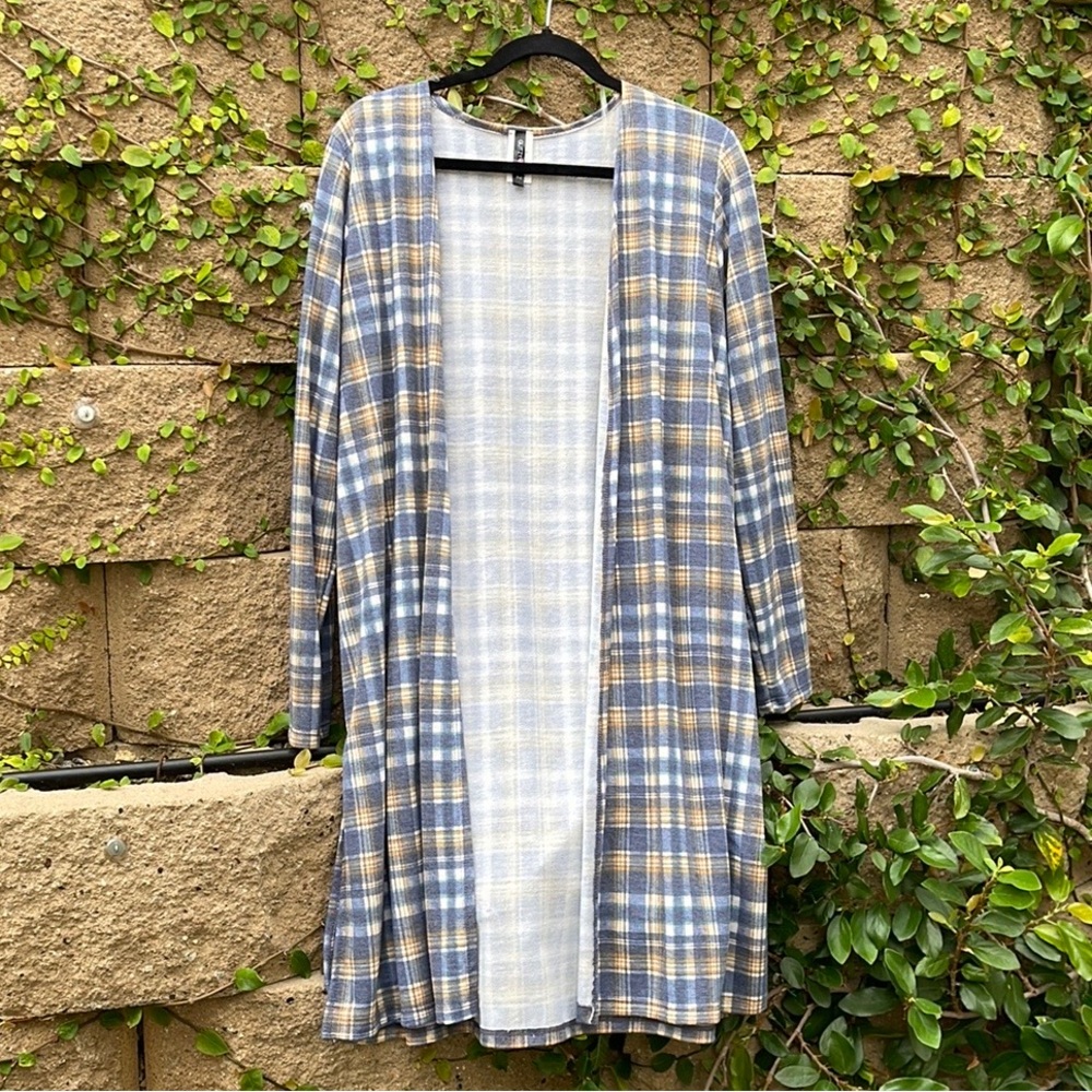 Glitzy Girlz Open Front Plaid Coat